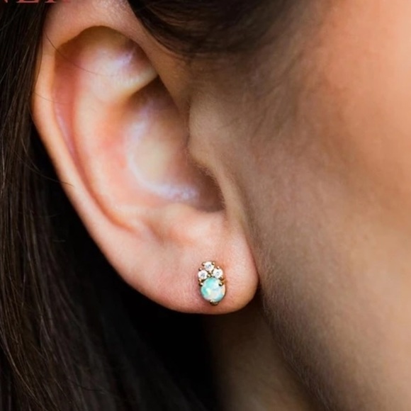 Dainty Fire Opal Earrings - Picture 3 of 5